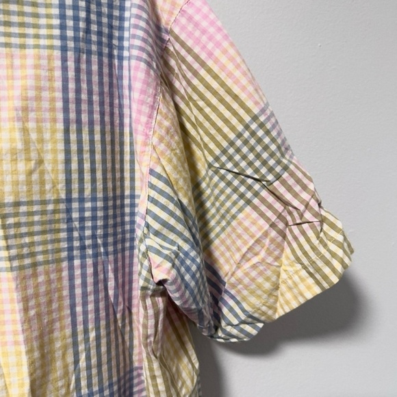 Vintage Timber Creek Pastel Plaid Short Sleeve Button Up Top Mens Size XL Spring - Picture 13 of 16
